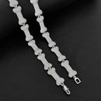 HIP Hop 3A+ CZ Stone Paved Bling Iced Out 10mm Bone Shape Link Chain Necklace for Men Rapper Jewelry Gift