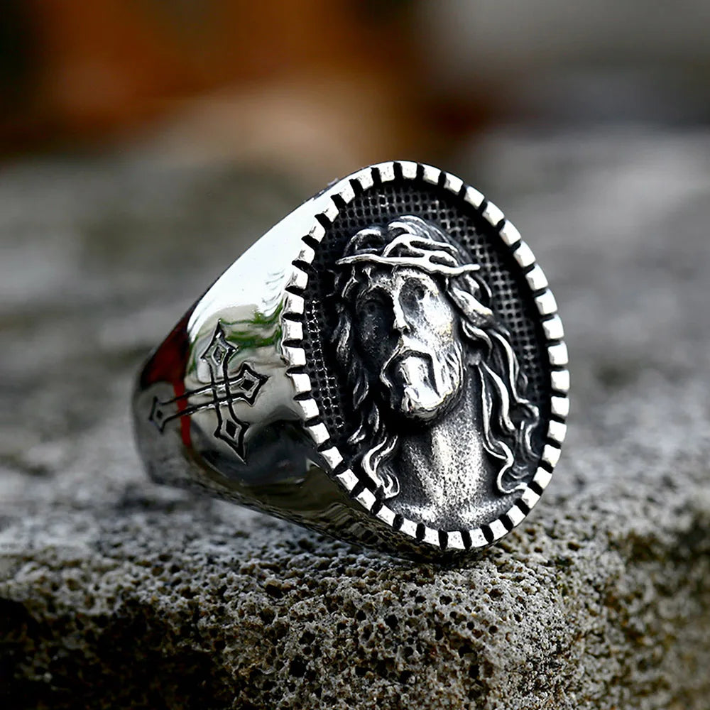 Religion Jesus Cross Ring — Stainless Steel
