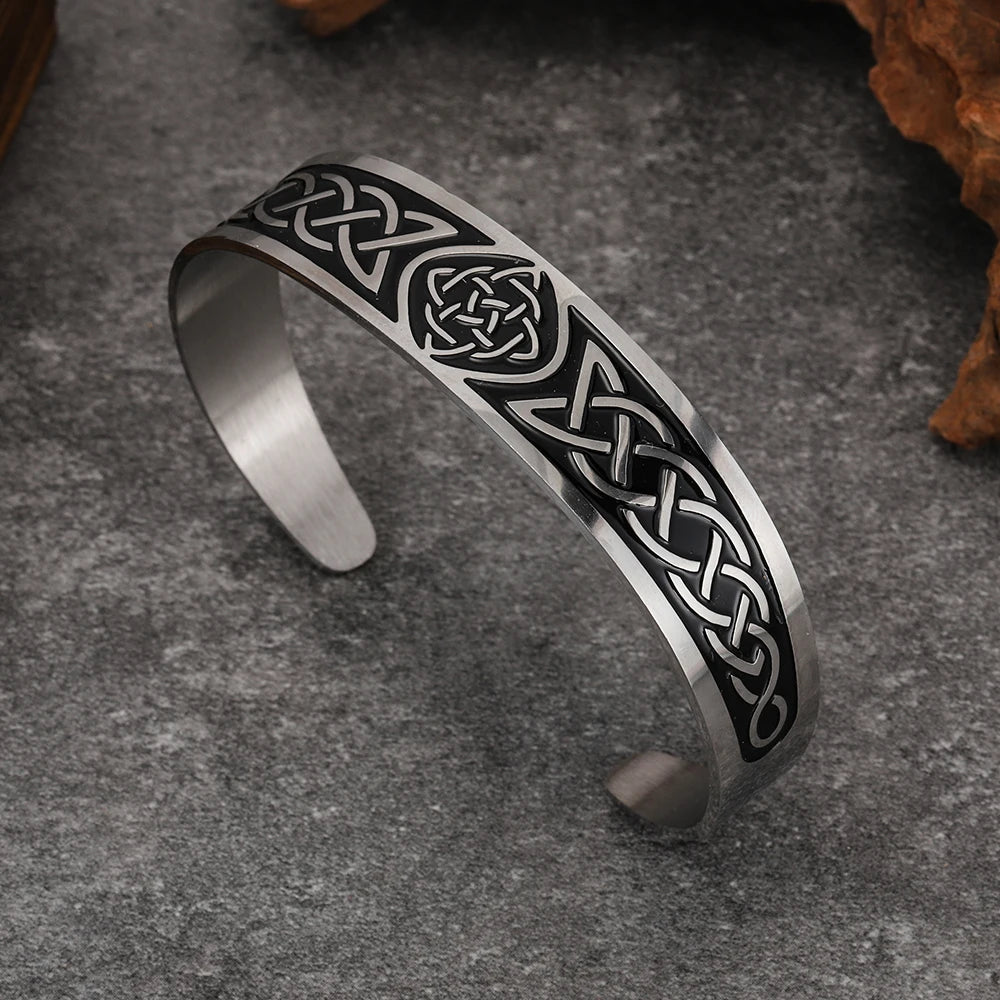 Viking Rune Open Bracelet — Stainless Steel