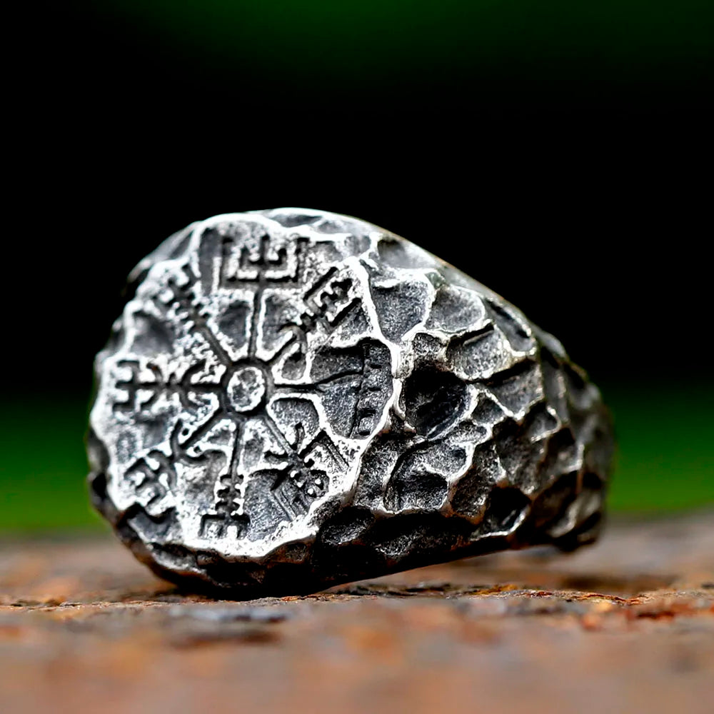 2023 NEW Men's 316L Stainless-Steel Rings Viking Runes Compass Totem Odin Meteorite Fashion Jewelry for Gift Free Shipping