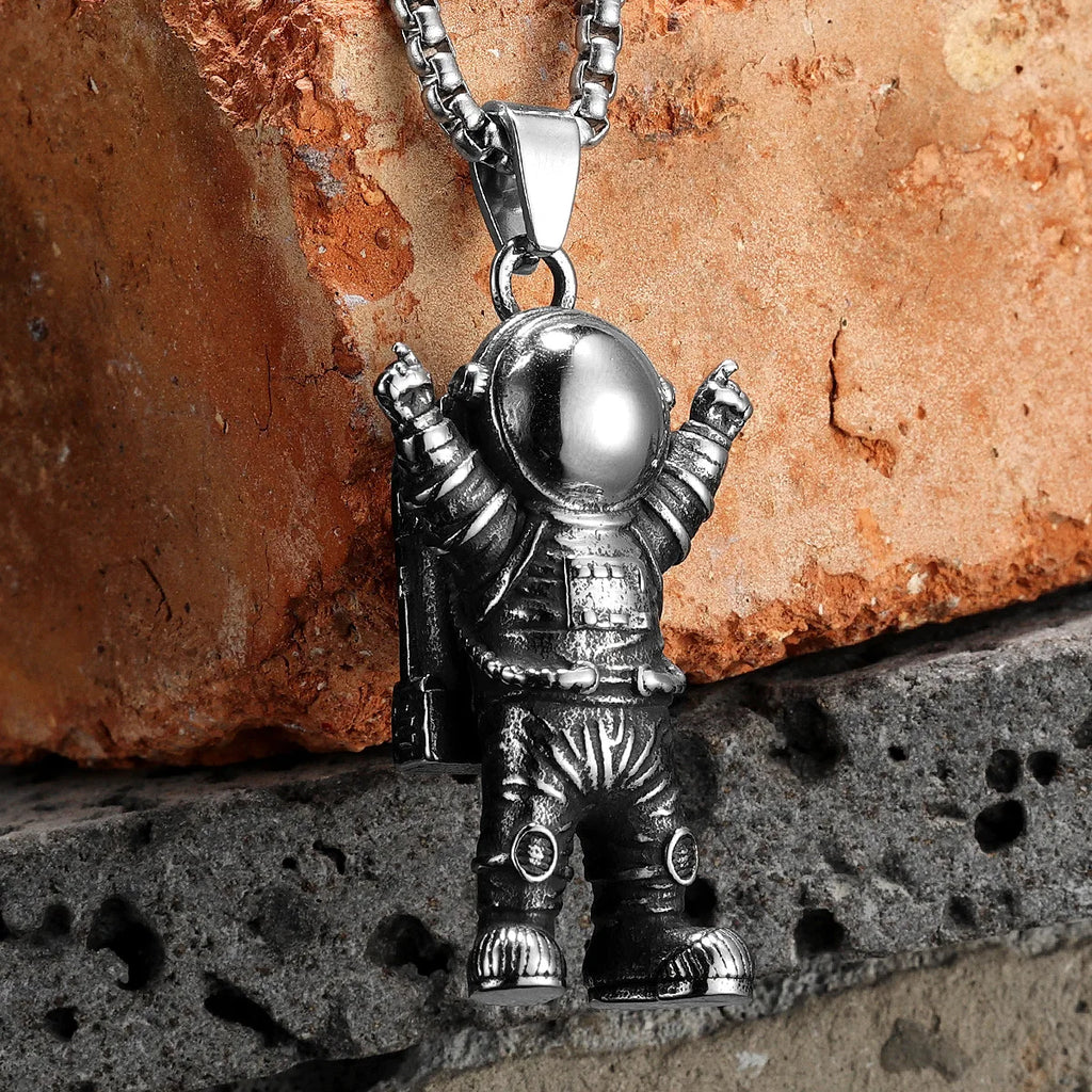 Astronaut Pendant Necklace — Stainless Steel