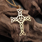 Templar Cross Round Medal Pendant Necklace — Stainless Steel