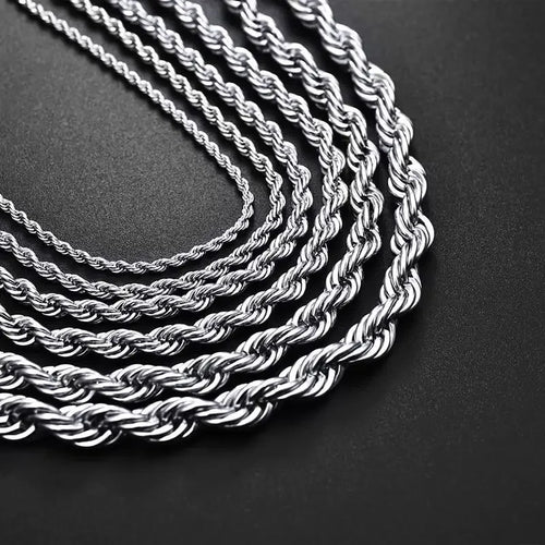 8MM Silver Rope Chain Necklace