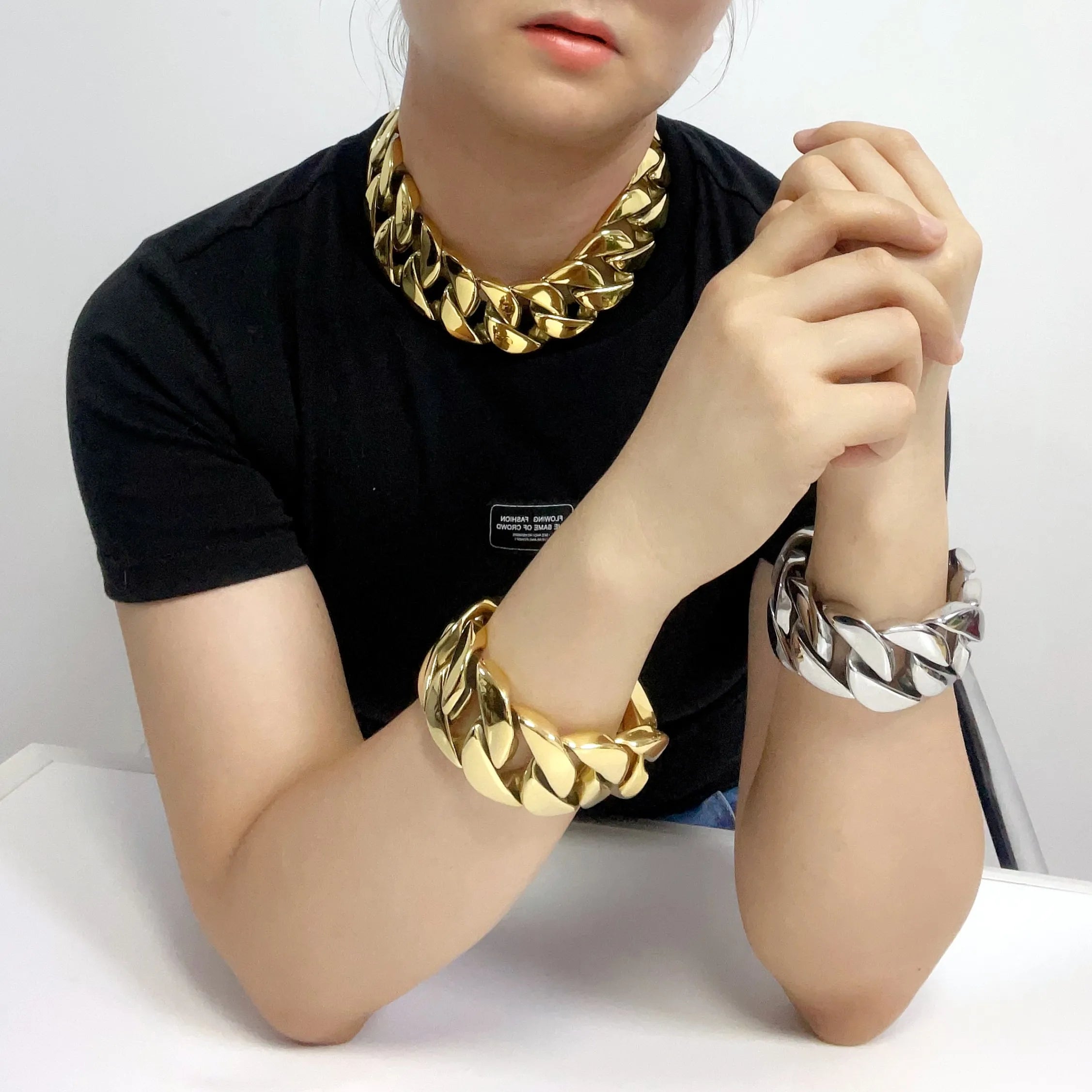 Stainless Steel 26/32mm Cuban Link Chain Necklace Hip Hop Punk Men's Chunky Waterproof Choker Jewelry SDA