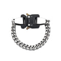 HANGZHI 2021 NEW Hip Hop Punk Titanium Steel Street Men and Women Letters Metal Safety Buckle Necklace Fashion Jewelry