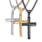Cross Gemstone Pendant — Stainless Steel