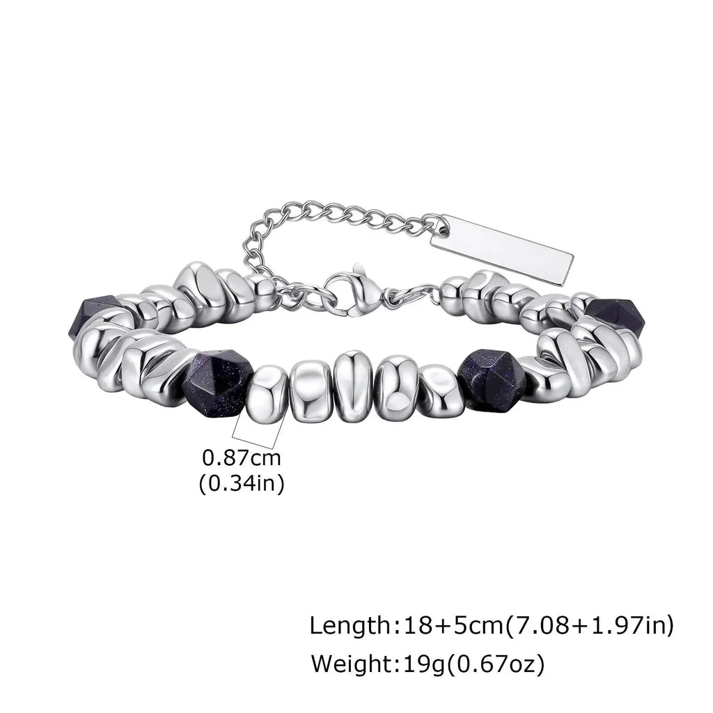 Adjustable Beaded Bracelet for Men — Stainless Steel