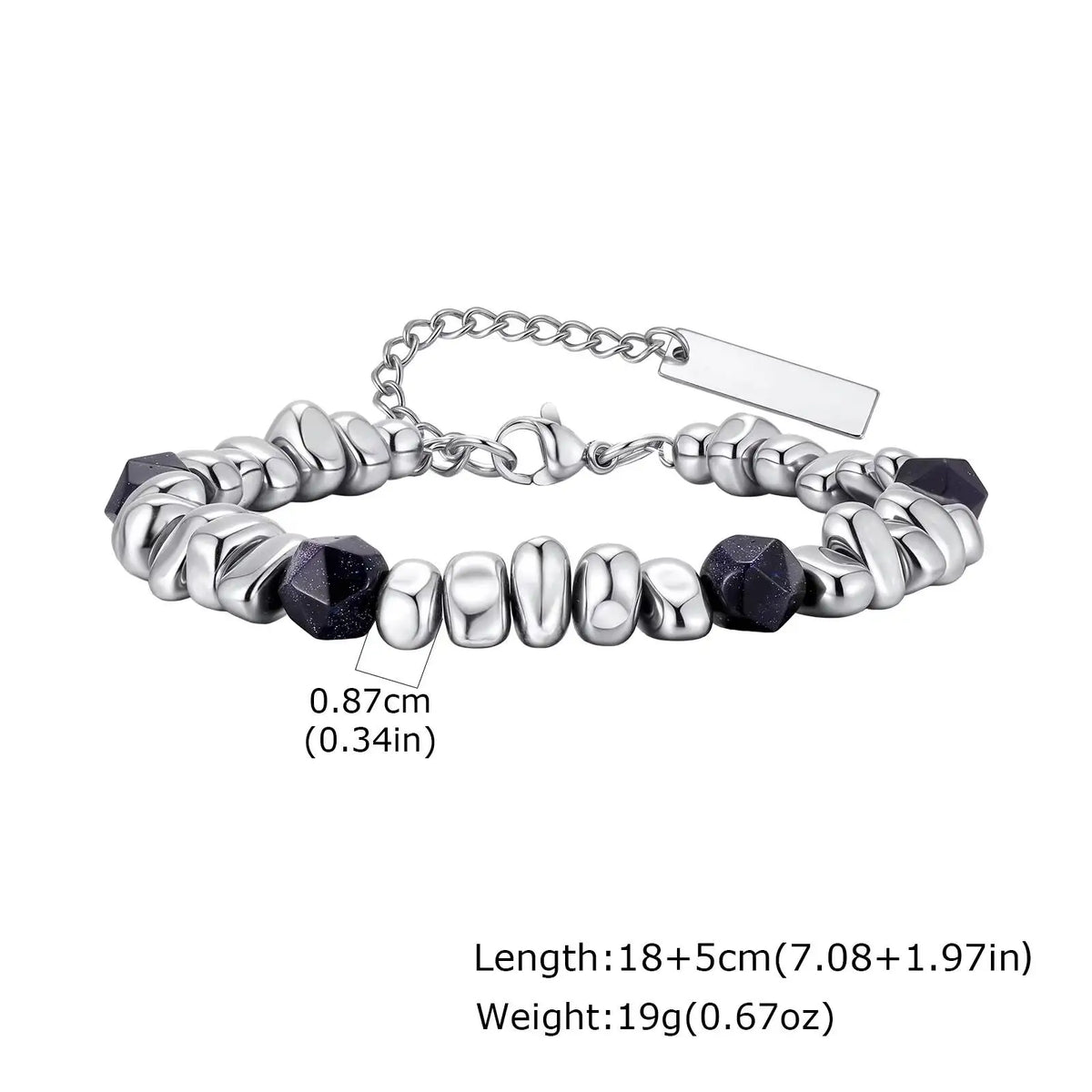 Adjustable Beaded Bracelet for Men — Stainless Steel