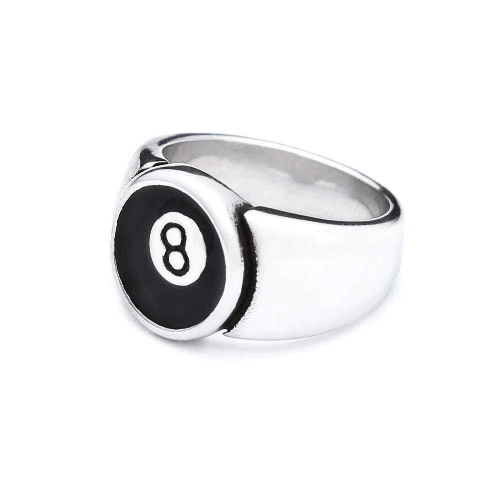 Black Ring Punk Number Rock Eight Billiard Ball