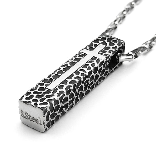 Cross Geometric Silver Pendant Vintage Rectangle