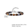Hip Hop Men's Bracelet,Stainless Steel Adjustable Tiger Eye Stone Metal Beaded Bracelet,Party Birthday Gift for Him