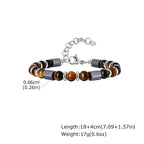 Hip Hop Men's Bracelet,Stainless Steel Adjustable Tiger Eye Stone Metal Beaded Bracelet,Party Birthday Gift for Him