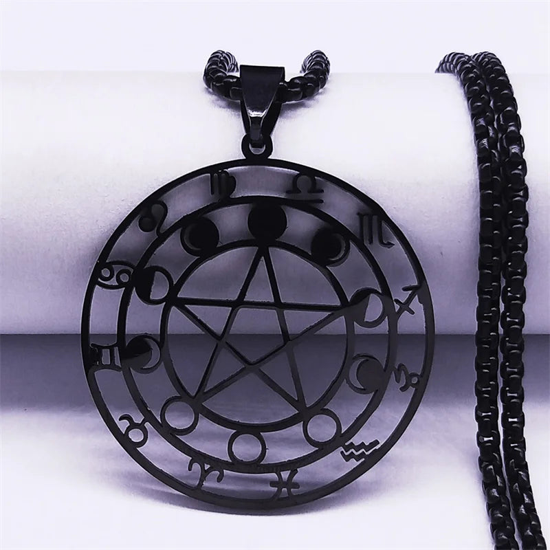 Star Astrology Silver Chain Necklace — Stainless Steel