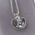 Delicate Antique Silver Color Seraph Prayer Good Luck Necklace Pendant Men Women Anniversary Amulet Jewelry Gift