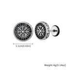 Gothic Norse Viking Rune Stud Earrings — Stainless Steel