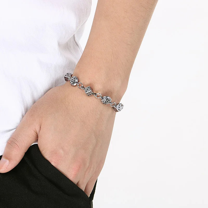 Vintage Gothic Ornate Charm Link Bracelet — Stainless Steel
