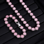 Round Rhinestone Tennis Bracelet & Necklace Set, 12mm Wide