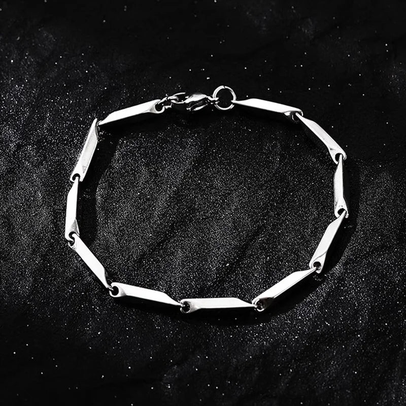 Stainless Steel Melon Seed Chain Bracelet For Men Women Punk Gothic Hiphop Accessories Trendy Unisex Designer Jewelry