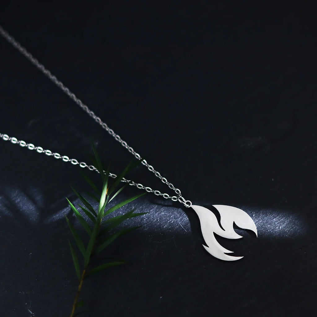 Kinitial Stainless Steel Men's Flame Pendant Necklace Punk Fashion Fire Charm Necklace Jewelry Gift Wholesale