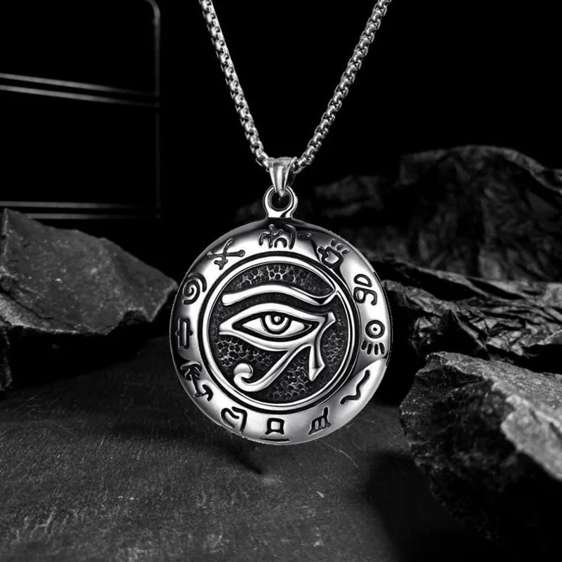 Silver Eye of Horus Pendant Necklace Statement