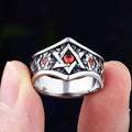 Biker Fashion 316L Stainless Steel Unique Star Ring With Red Stone Wear Anels For Man Women Fashion Couple Jewelry Wedding Gift