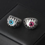 Retro Devil Teeth Eyes Shape Rings for Men Women Punk Devil Eye Ring Hip Hop Rock
