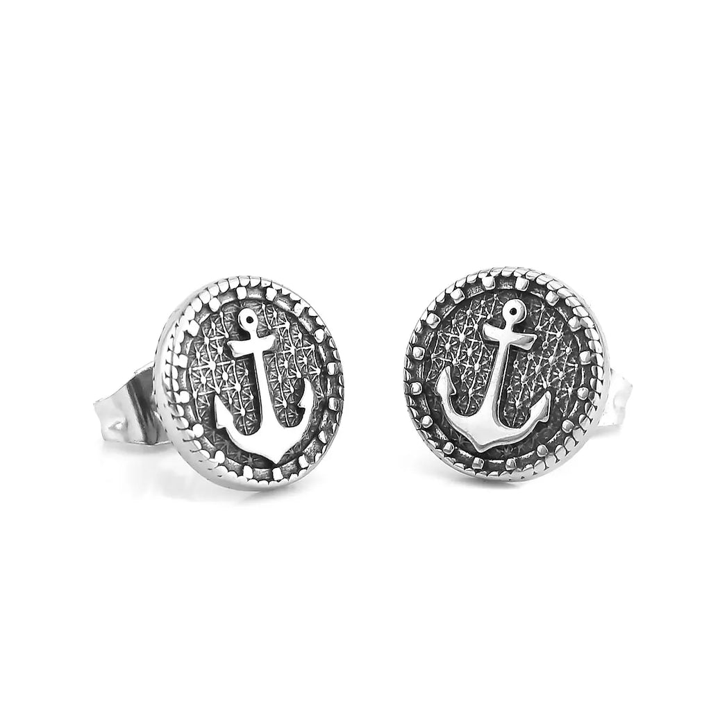 Nordic Anchor Stud Earrings for Men and Women — Stainless Steel
