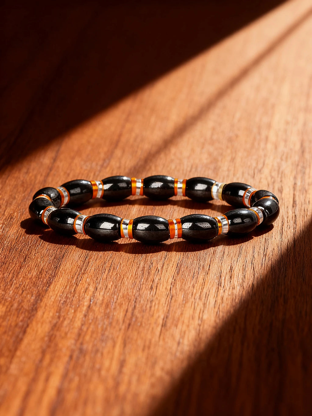 Hematite Stone Bracelet Handmade Woven with Gold color Spacers Cylinder Beads Leather for Energy Protection Reiki Charm Jewelry