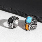 Viking Knot Natural Stone Signet Ring
