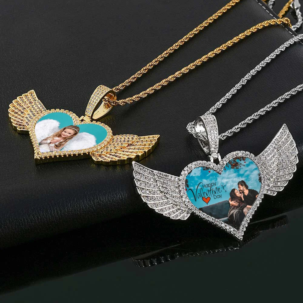Heart Photo Pendant Necklace Stainless Steel