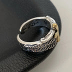Cross Steel Ring Retro Angel Style