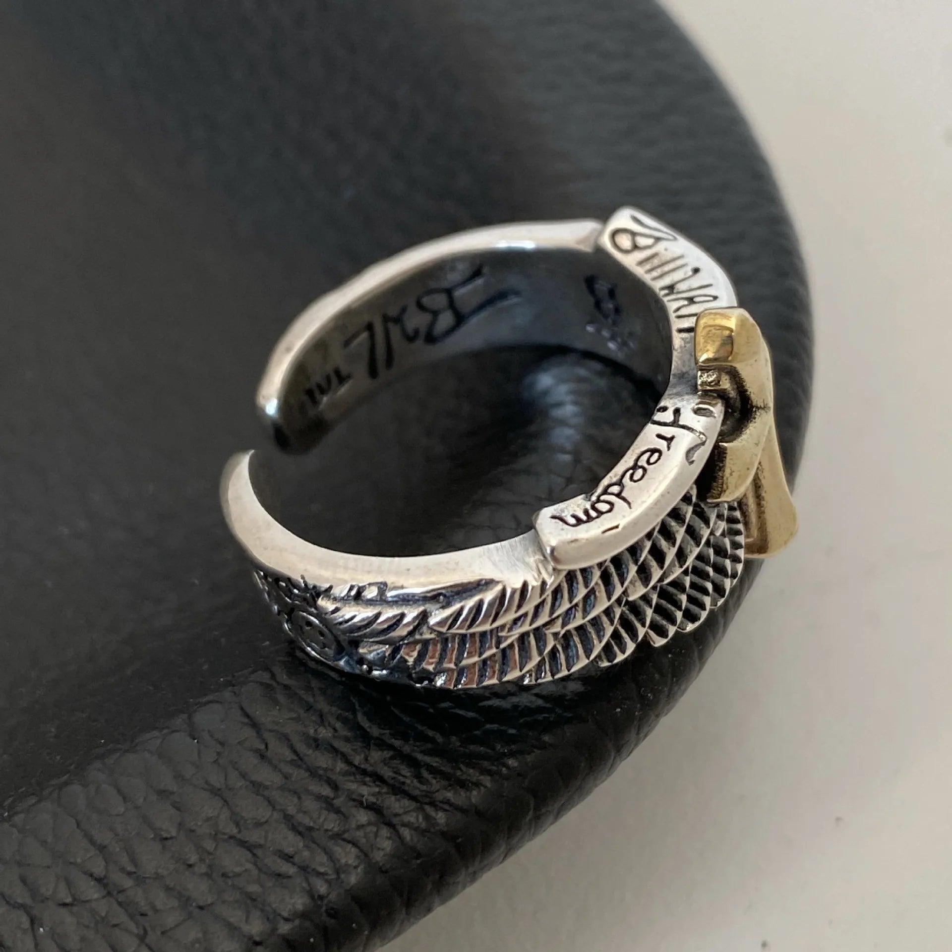 Cross Steel Ring Retro Angel Style