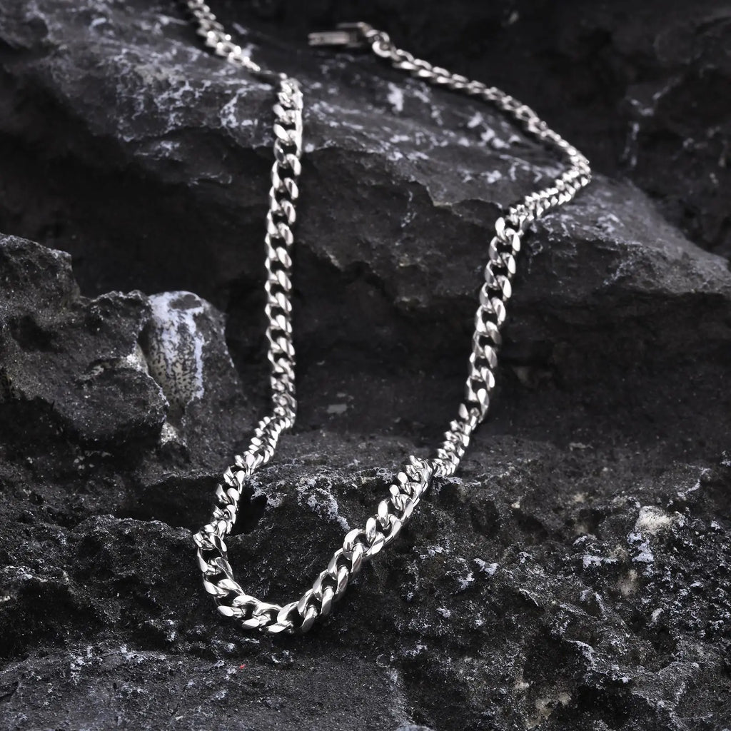 Vnox Never Fade 5mm/6mm/8mm Steel Cuban Chain Necklace for Women Men,Waterproof Silver Color Unisex Miami Curb Link