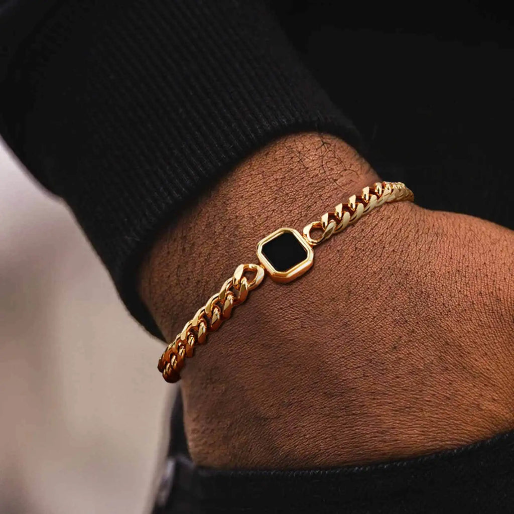 Cuban Stone Chain Bracelet — Stainless Steel