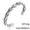 Vintage Open Bangle for Man Men 316l Stainless Steel Men's Braided Style Cuff Bracelets Punk Birthday Jewelry Gift for