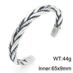 Vintage Open Bangle for Man Men 316l Stainless Steel Men's Braided Style Cuff Bracelets Punk Birthday Jewelry Gift for
