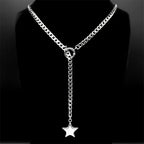 Cuban Heart Star Chain Necklace — Stainless Steel