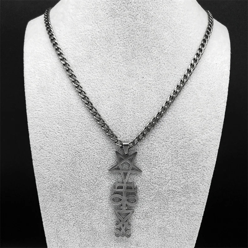 Satanic Cross Pendant Necklace — Stainless Steel