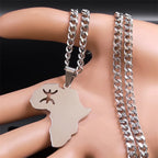 Africa Map Silver Pendant Necklace — Stainless Steel
