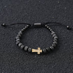 Cross Beaded Bracelet for Men and Women — Stainless Steel