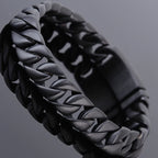 Matte Black Stainless Steel On Hand Bracelet for Men Fashion Men's Bracelets Retro 12MM Curb Link Chain Male Jewelry