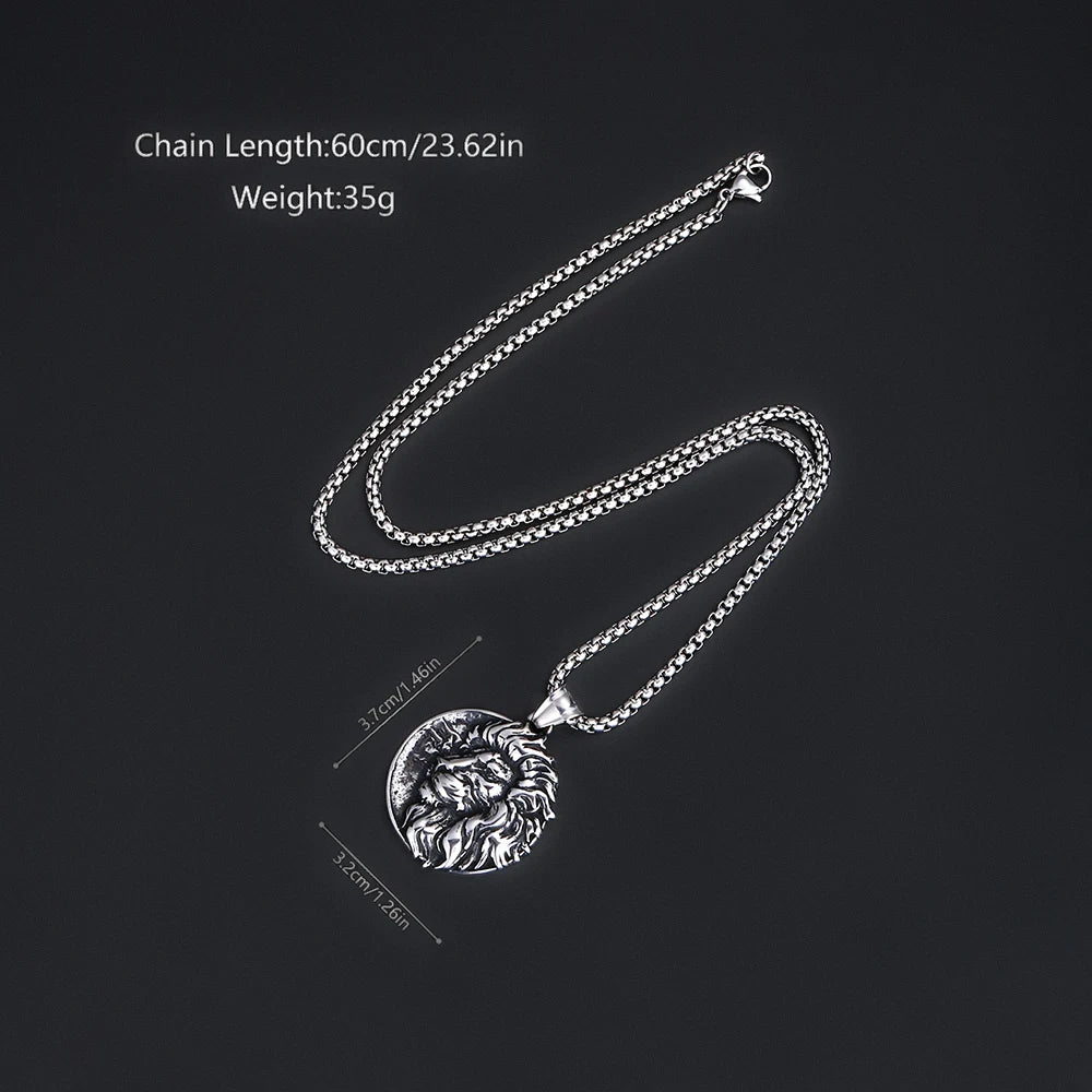 Wolf Tiger Lion Pendant Necklace — Stainless Steel