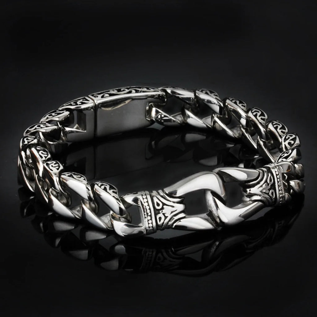 Men's Punk Silver Color Bracelet Stainless Steel Hypoallergenic Jewelry Gift Party Bangles Chain Accessory