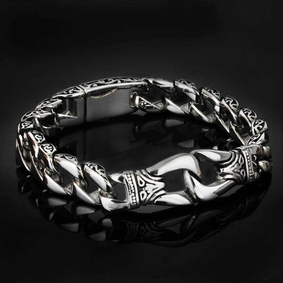 Men's Punk Silver Color Bracelet Stainless Steel Hypoallergenic Jewelry Gift Party Bangles Chain Accessory