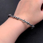 Vintage Thorn Wire Open Cuff Bracelet — Gothic, Stainless Steel