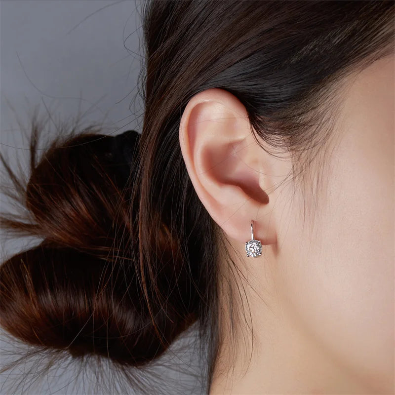 Simple Shiny Zirconia Hoop Earrings — Silver-Tone Daily Wear