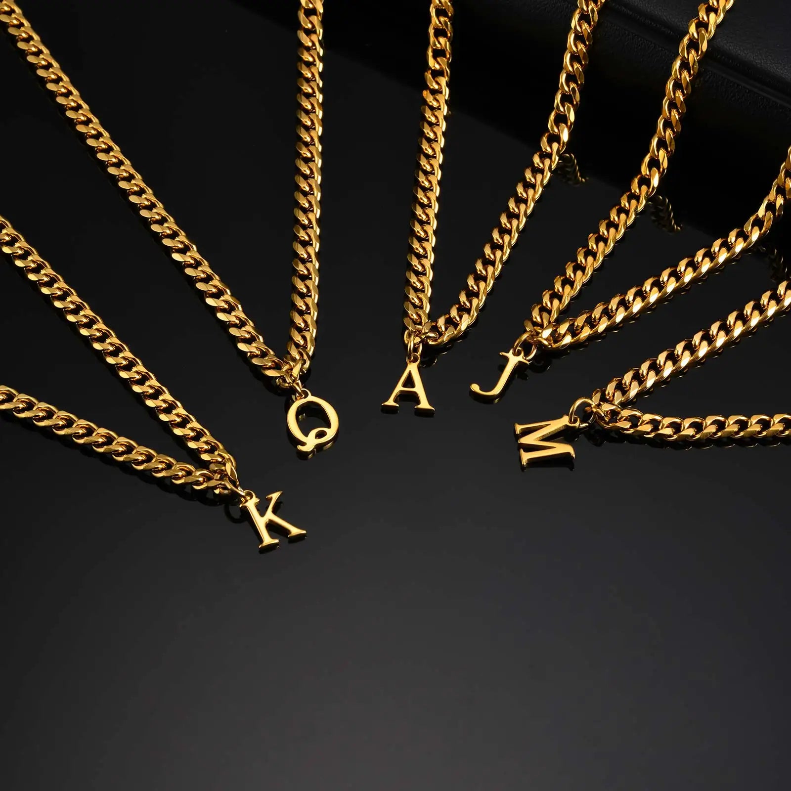 Vnox Men's Thick 5mm Wide Chain 26 Letters Pendant Necklace Punk Hip Hop Gold Color Jewelry On Neck Boys Cool Wear