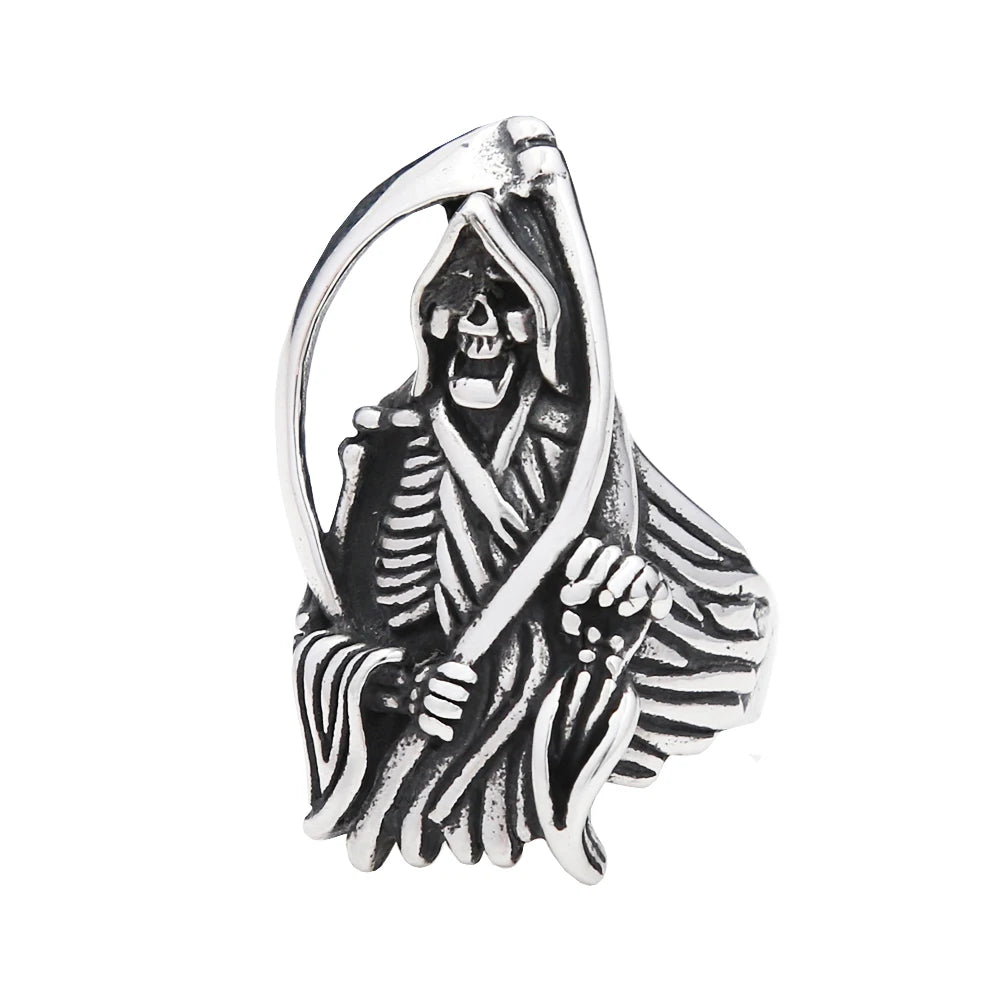 Fashion Punk Vintage Skull Ring Stainless Steel Gothic Biker Ring For Men Women Unique Viking Amulet Jewelry Gift