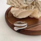 Buyee 925 Sterling Silver Male Ring Finger Elegant Snake Open Ring for Man Fashion Gray Animal Rock Punk Fine Jewelry Circle