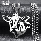 Cow Head Hollow Pendant — Silver Stainless